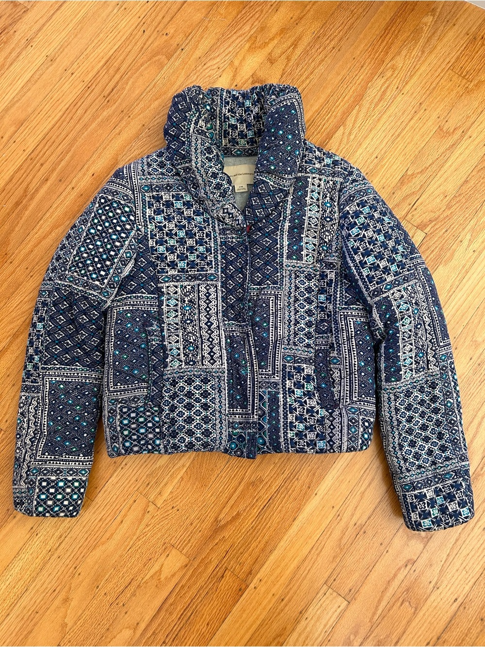 Anthropologie Pilcro and The Letterpress Blue Cotton Puff Jacket